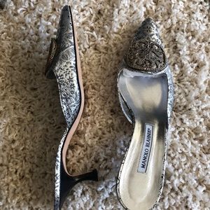 Manolo Blahnik slides/kitten heels